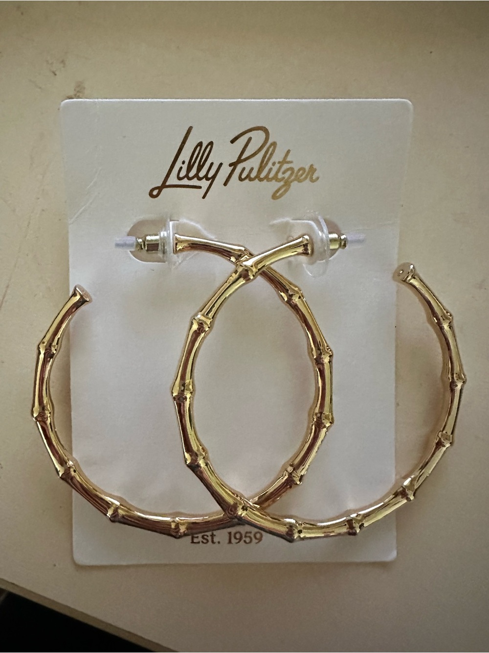 Lilly Pulitzer Gold Bamboo-Style Hoop Earrings